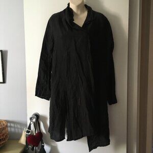 EUNHWA Paris Linen Black Asymmetric Blouse Jacket 42 L